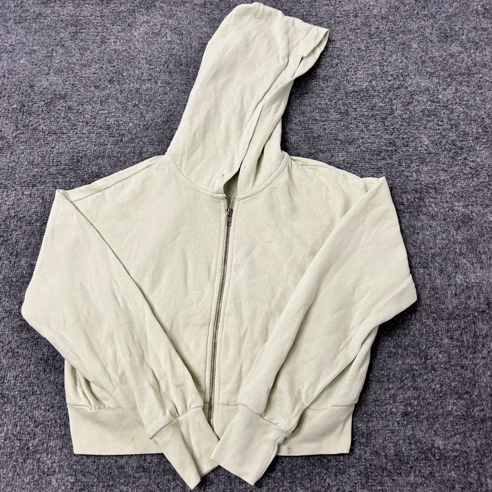 Levi's Hoodie Womens XS Sage Green Cropped Full Zip Relaxed Cotton Blend Casual